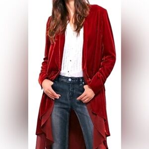 R.Vivimos Elegant Red Velvet duster. Size 8/10